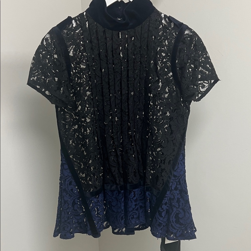 Sacai Black and Blue Lace Blouse